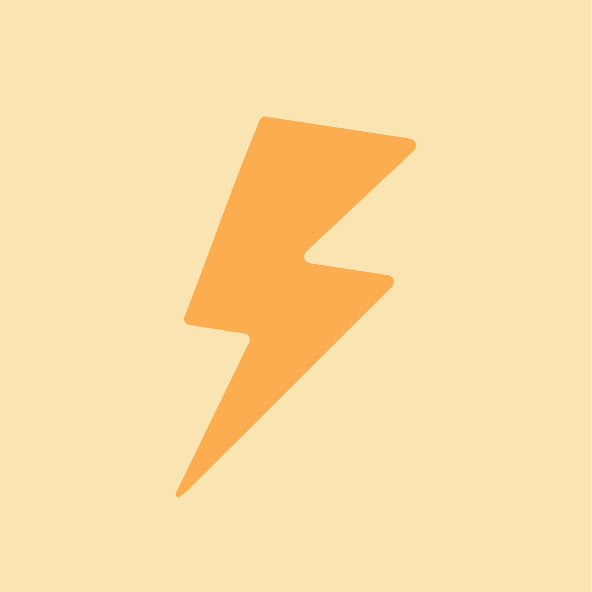 Orange lightning bolt representing SousFeed on a beige background