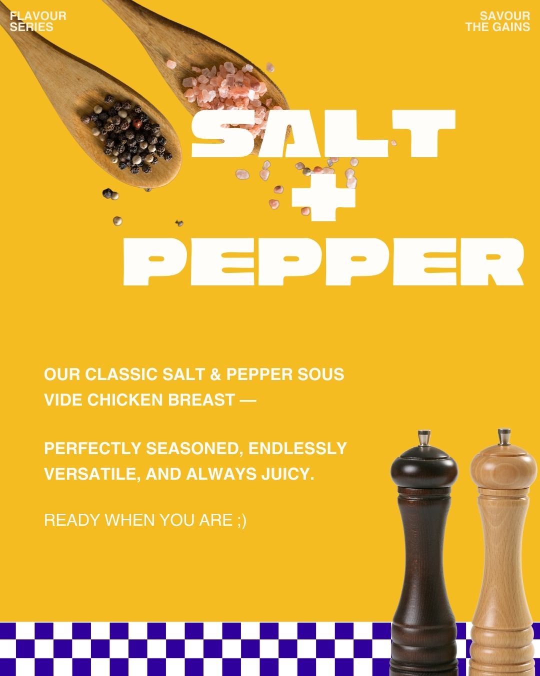 Illustration of SousFeed's salt and pepper flavoured sous vide chicken breasts.