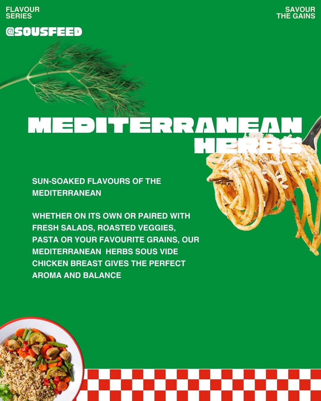 Animated illustration of SousFeed Mediterranean Herbs Flavour Chicken Breast.